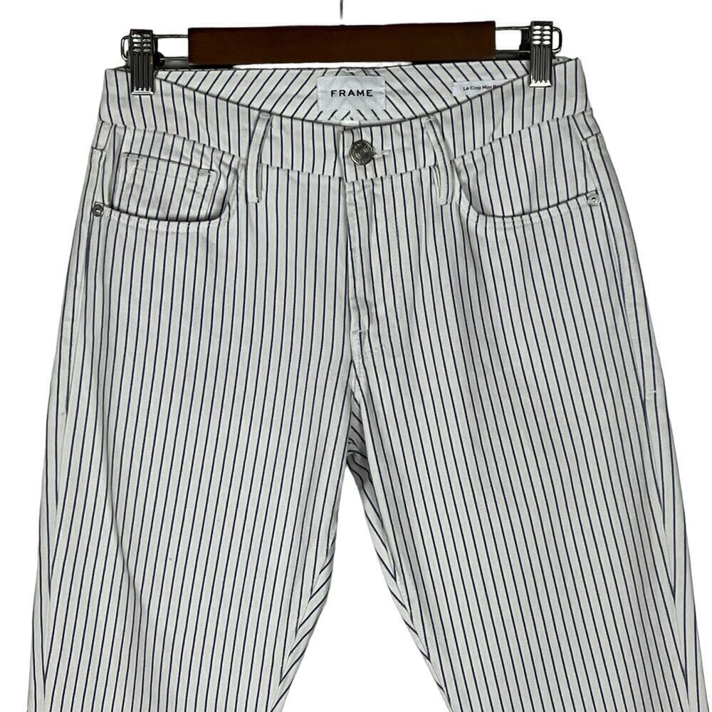 FRAME LE CROP MINI BOOT‎ PINSTRIPE JEANS IN COBALT MULTI NWT WOMEN'S SIZE 25 - Picture 3 of 16
